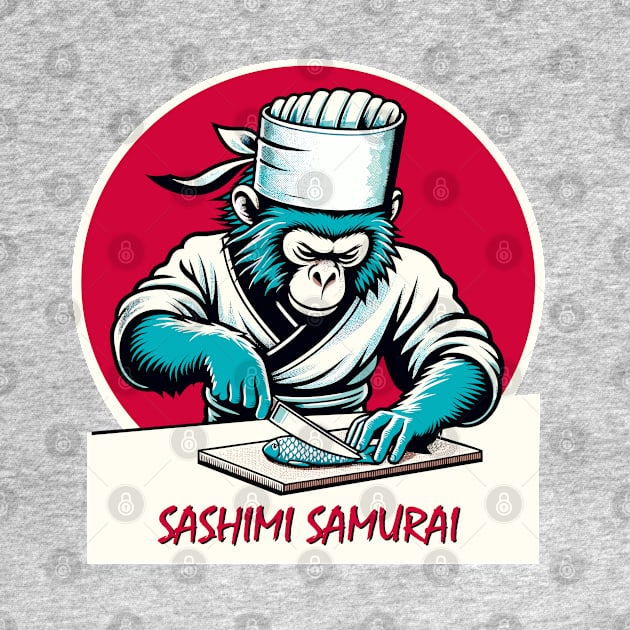 Sushi Master Monkey - Retro Japanese Chef Cartoon by TimeWarpWildlife